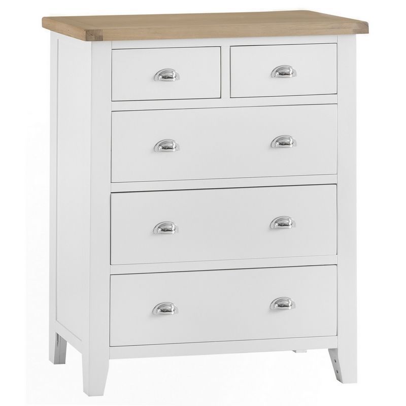 Lighthouse Tall Chest of Drawers Oak White 5 Drawers